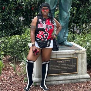 “Chicago #23” Split Red & Black Jersey- Size Medium